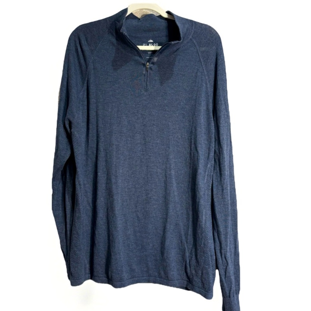 0.1 Algo Men's Blue Quarter-Zip Quick Dry Breathable Performance Top Large